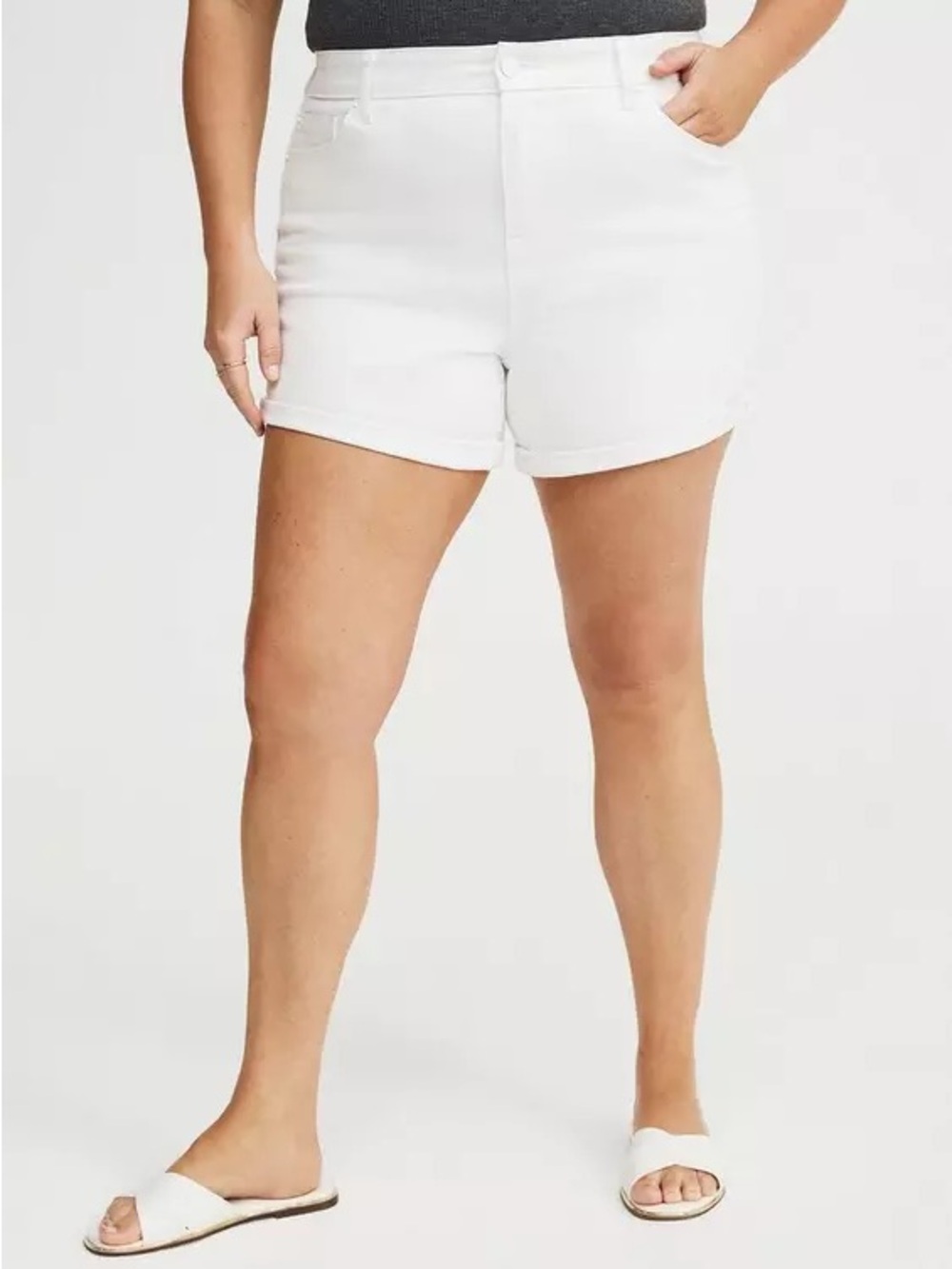 New! Torrid High Rise Perfect 5” Vintage Stretch Shorts Womens Size 20 White